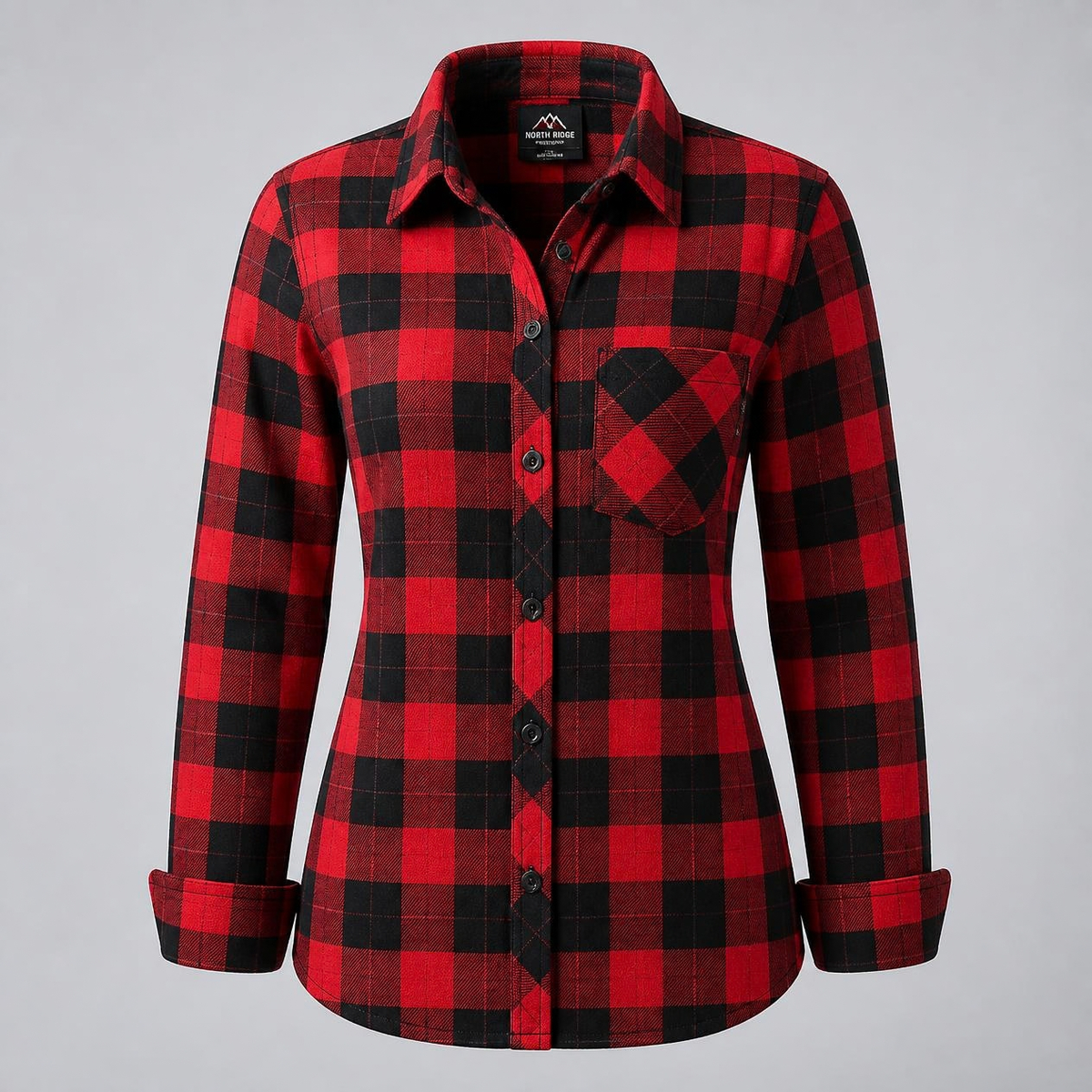 Hawi Sports Women's Casual Plaid Long-Sleeve Shirt