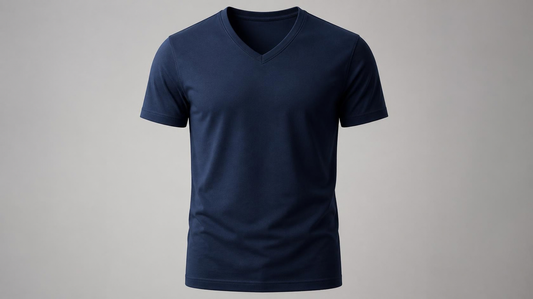 Navy short-sleeve V-neck T-shirt