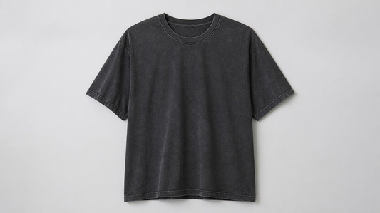Charcoal stone wash crew neck T-shirt with a relaxed fit